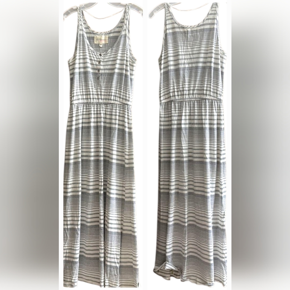 Two By Vince Camuto Striped Midi Dress Gray/White Sleeveless Scoop Neck MED NWT - Picture 8 of 8
